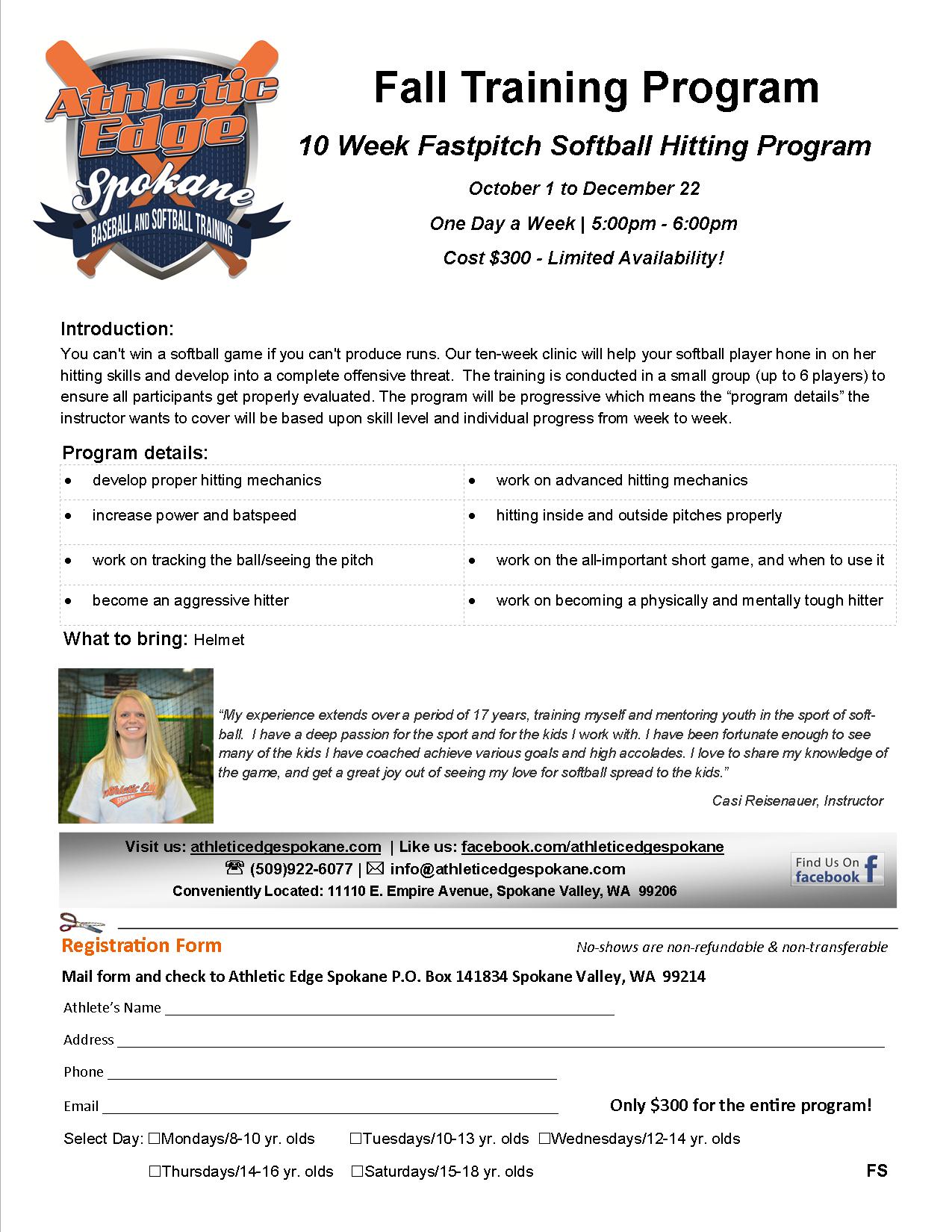 | Fastpitch Softball Hitting Program